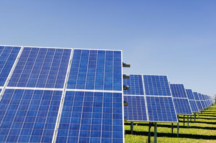 Solar panels in a field