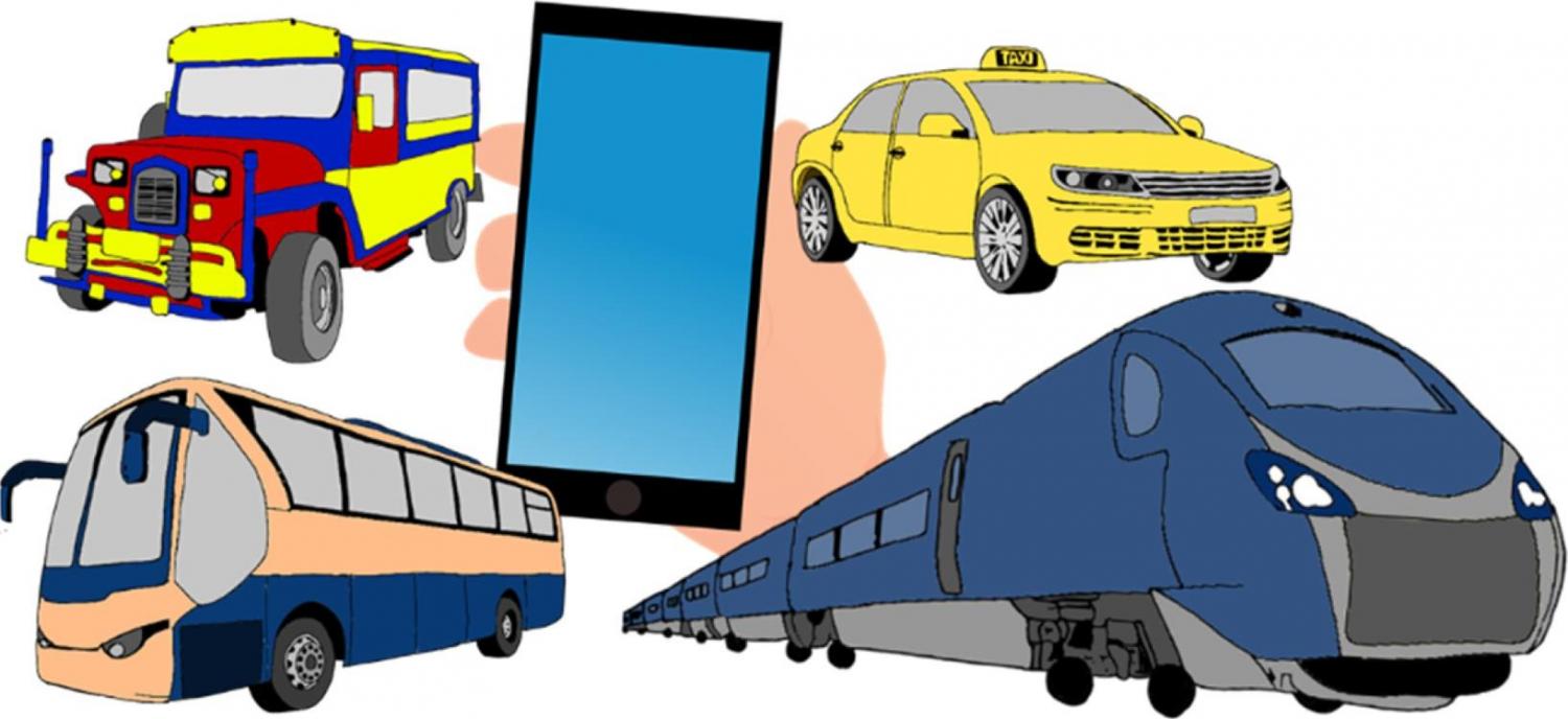 Explanatory image about the integration of different transport modes in a MaaS scheme.