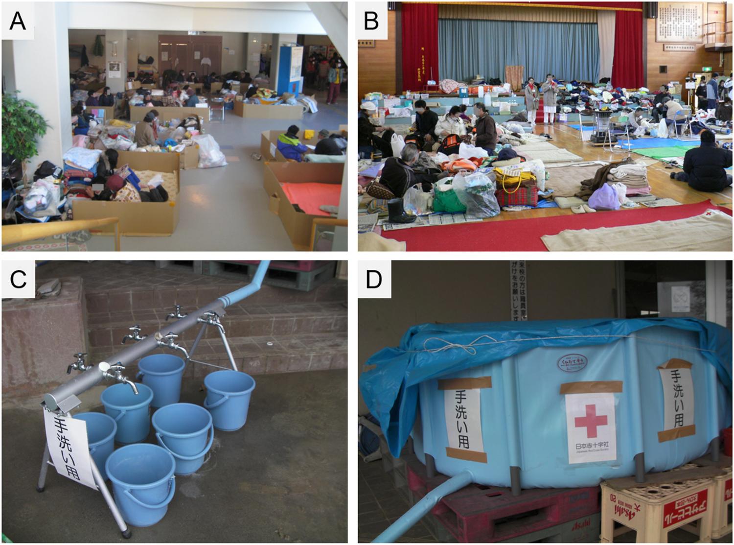 Pictures of the evacuation shelters during the first assessment period.