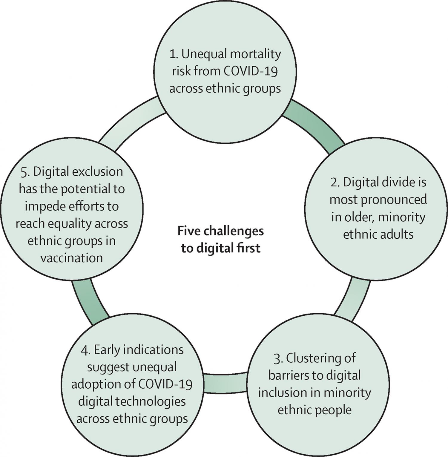 Five challenges to the UK's public health digital-first policy, as emphasised by the COVID-19 pandemic
