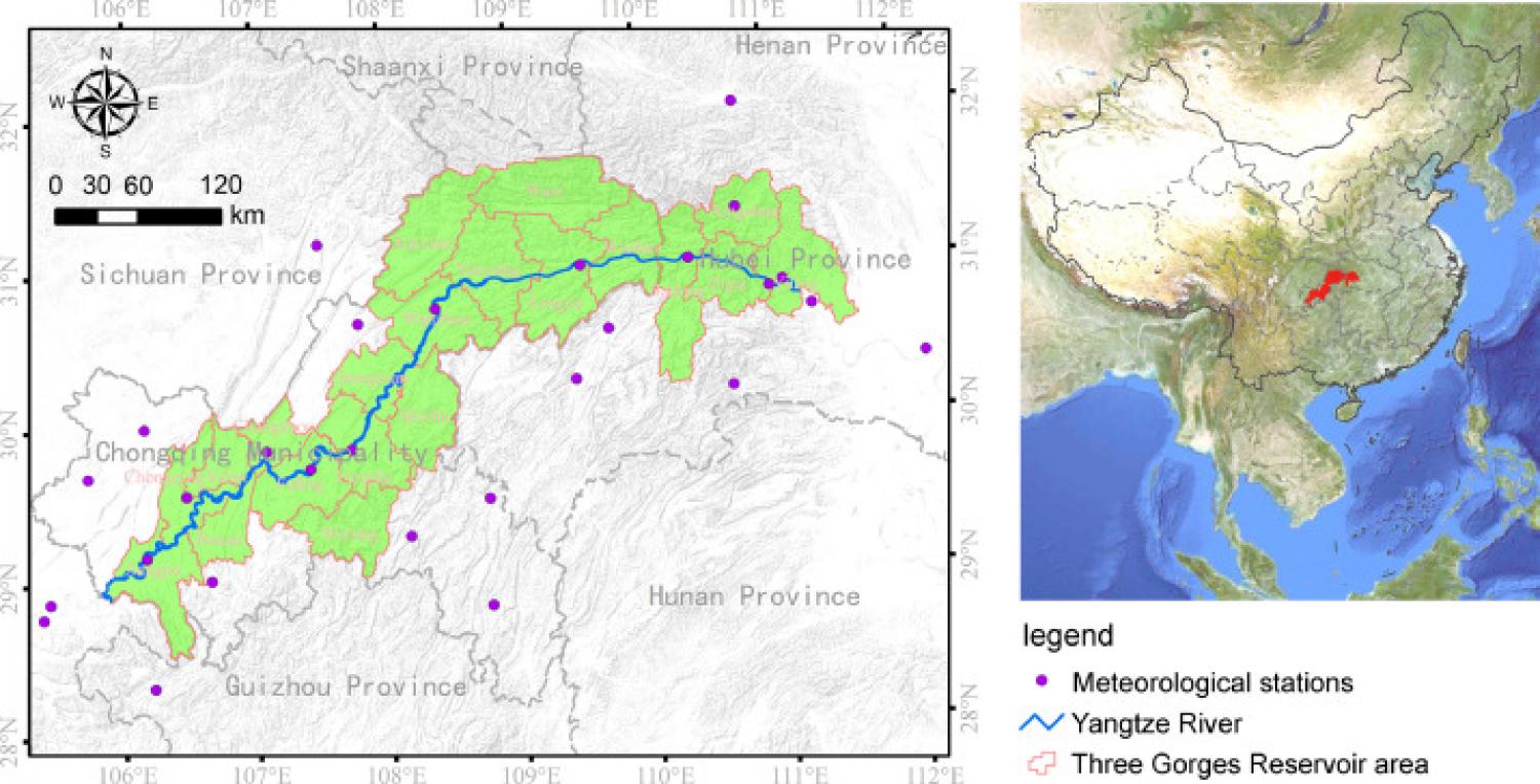 The geographical distribution of the Three Gorges Reservoir (TGR) area, China.
